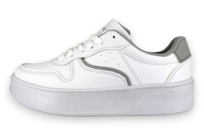 Foto 2 | Tenis Casual Blanco Gris Mujer Bluferno Newk