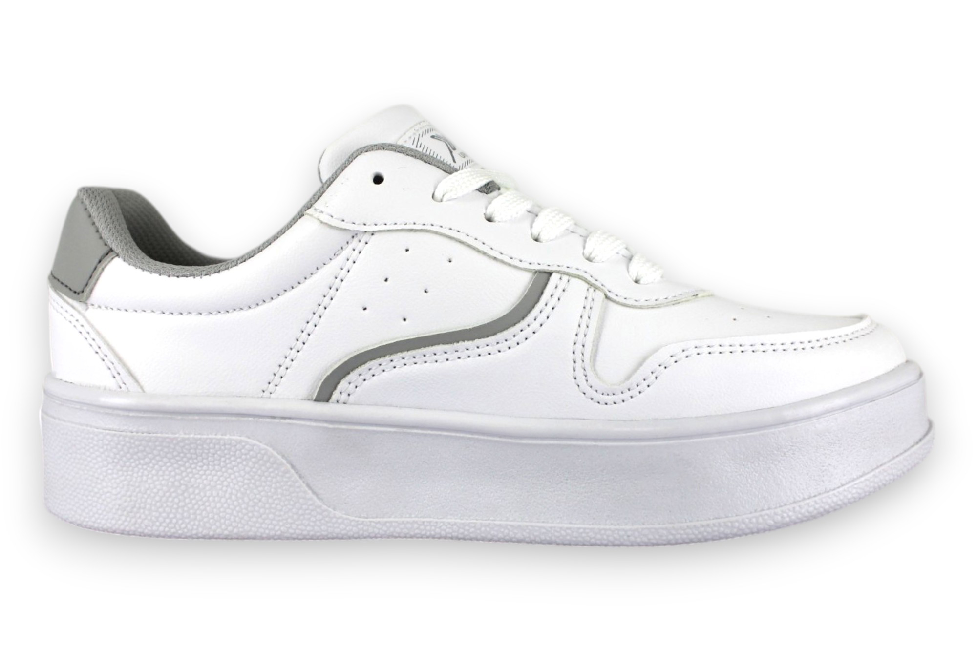 Foto 4 pulgar | Tenis Casual Blanco Gris Mujer Bluferno Newk
