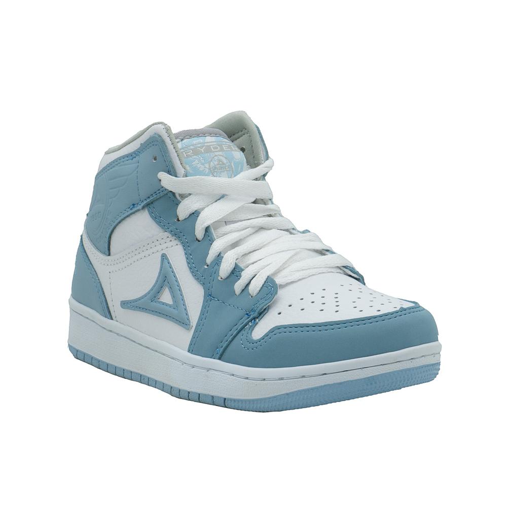 Foto 1 | Tenis Para Mujer Pirma  Piel Blanco Cosido Bota Comodos Azul