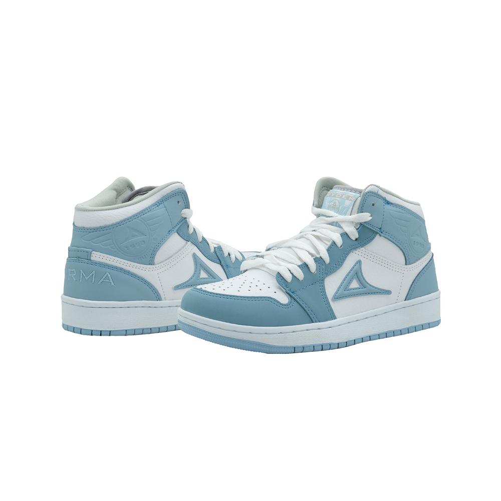 Foto 4 | Tenis Para Mujer Pirma  Piel Blanco Cosido Bota Comodos Azul