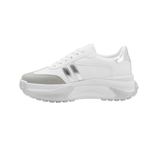 Foto 2 | Tenis Para Mujer Suela Chunky Plataforma Moda Color Blanco Blanco