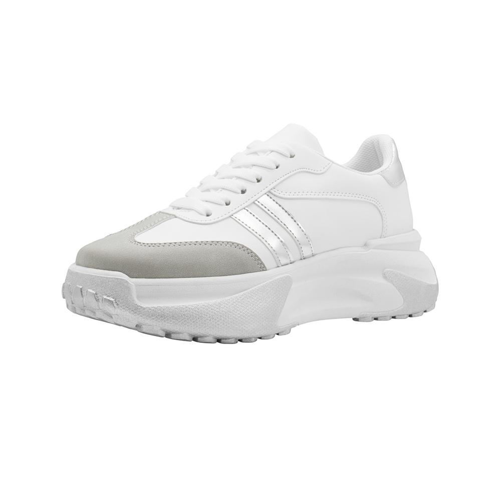 Foto 4 | Tenis Para Mujer Suela Chunky Plataforma Moda Color Blanco Blanco