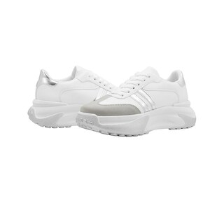 Foto 5 | Tenis Para Mujer Suela Chunky Plataforma Moda Color Blanco Blanco