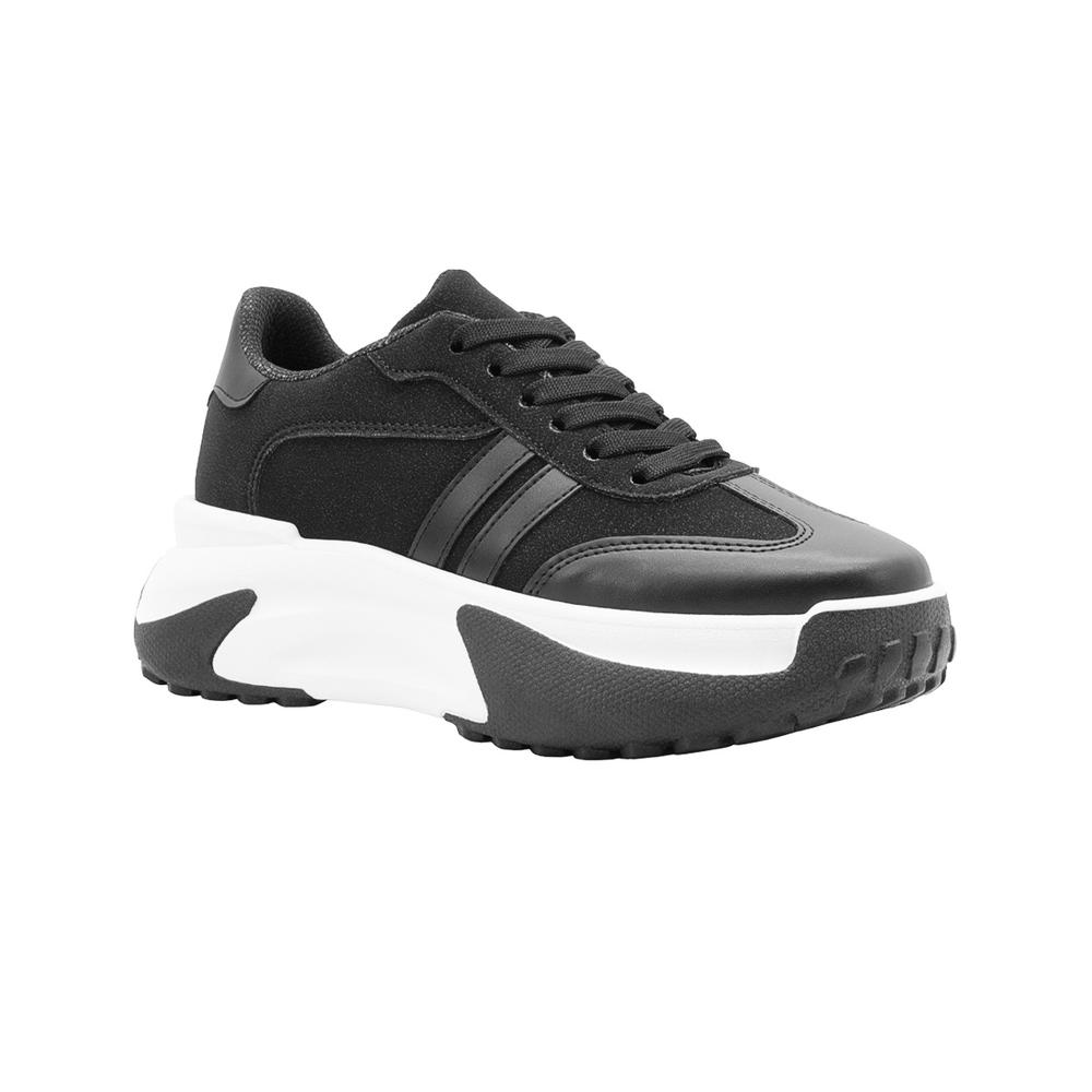 Foto 2 pulgar | Tenis Plataforma Para Mujer Super Comodos Color Blanco Negro Negro