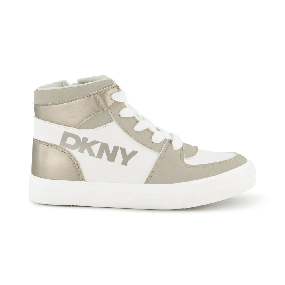 Foto 5 pulgar | Tenis Dkny Andee Alice Para Mujer  Tipo Botín Color Blanco Con Dorado