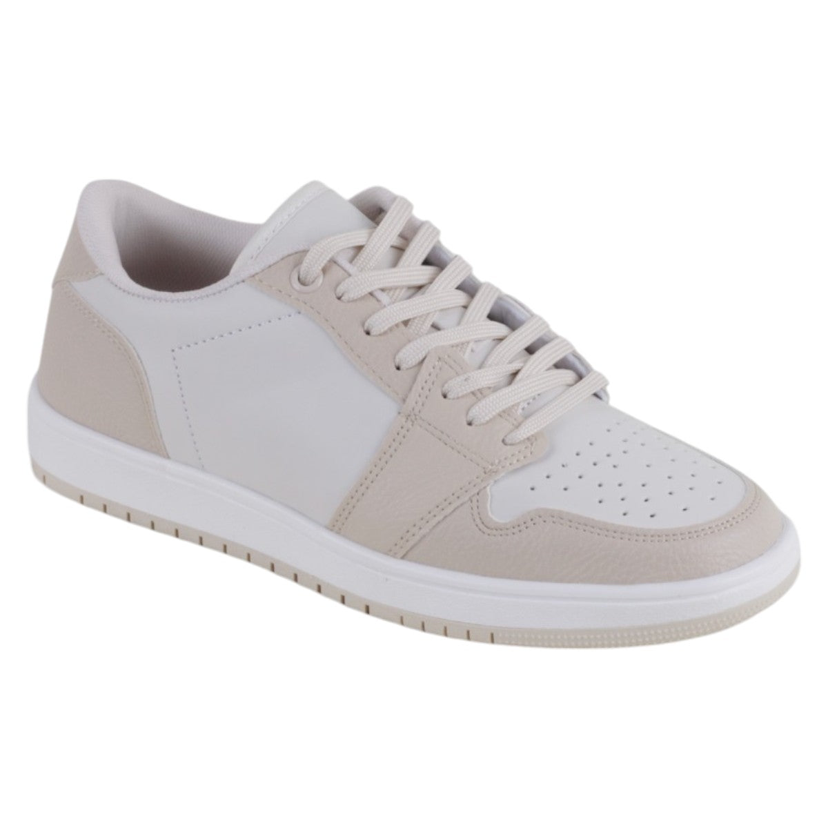 Foto 2 pulgar | Tenis Con Cordones Exterior Piel Vegana Color Beige Para Mujer De Rbcollection