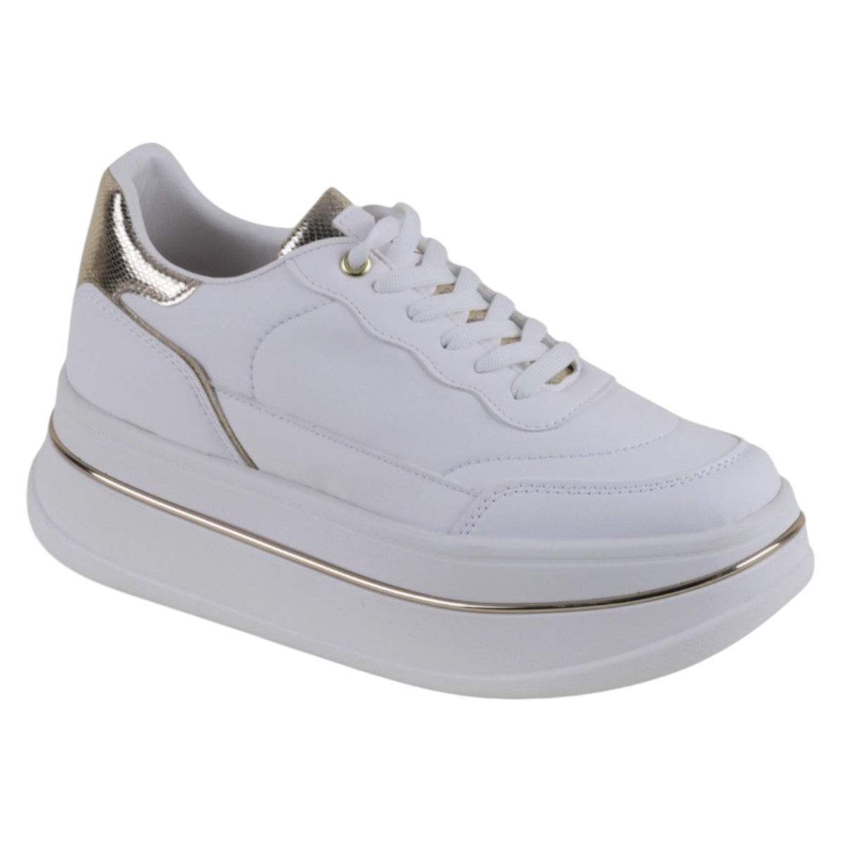 Foto 2 pulgar | Tenis Tipo Deportivo Exterior Piel Vegana Color Blanco Para Mujer De Rbcollection