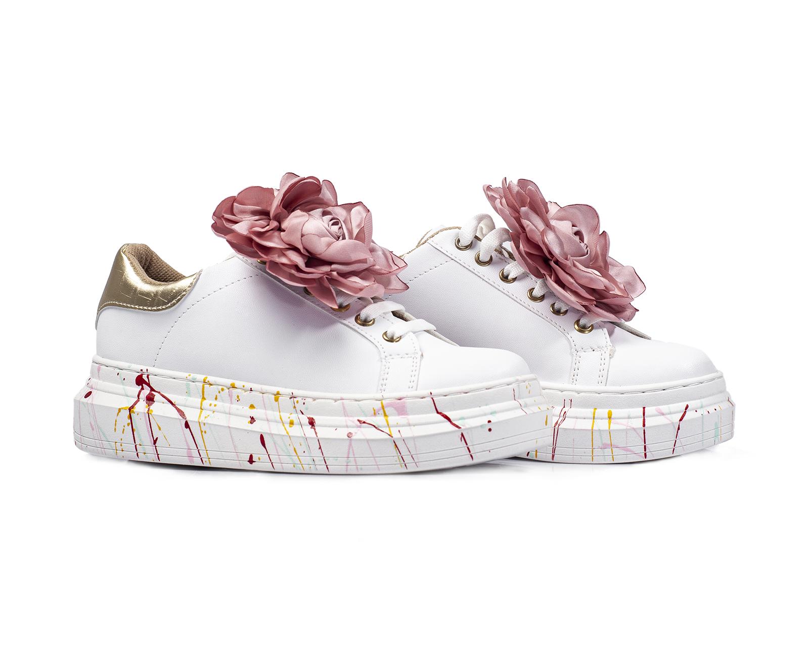 Tenis De Dama A Ángelozano De Piel Sintética  Tenis Flor  Color Blanco