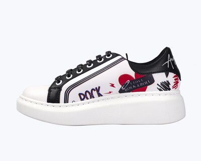 Foto 2 | Tenis De Dama A Ángelozano De Piel Sintética Tenis Rock Color Blanco