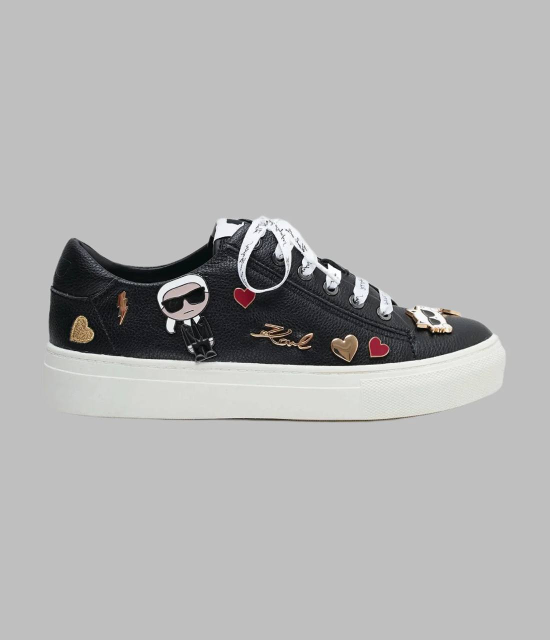 Tenis Karl Lagerfeld Sneakers Cate Pins Color Negro Casual De Piel Mujer Original