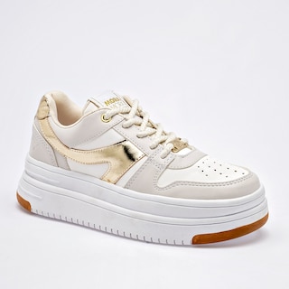 Foto 1 | Moramora Tenis Urbano Para Mujer Blanco Dorado