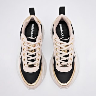 Foto 3 | Moramora Tenis Urbano Para Mujer Negro Latte Oro