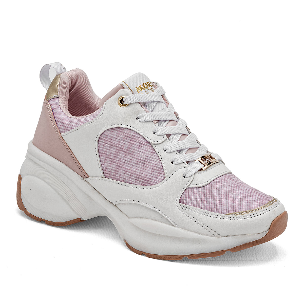 Foto 2 pulgar | Moramora Tenis Urbano Para Mujer Blanco Rosa Oro
