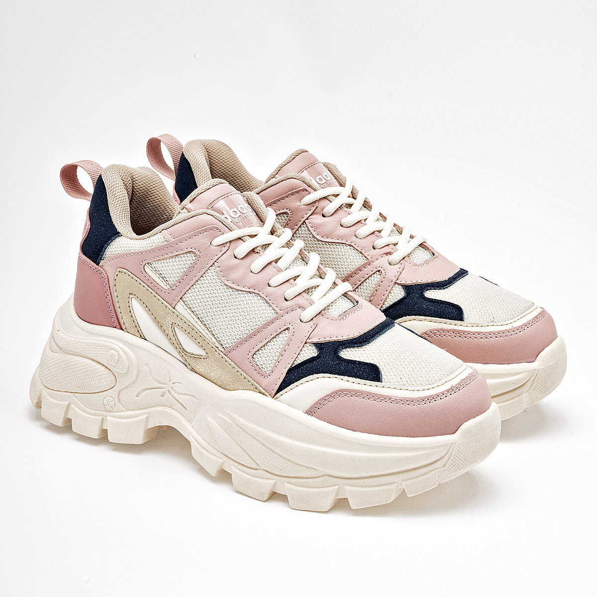 Foto 3 pulgar | Daddy Tenis Urbano Para Mujer Beige Rosa Marino