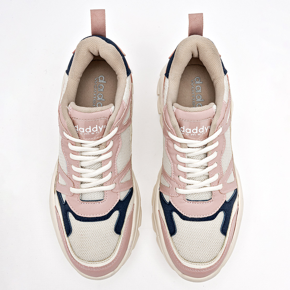 Foto 4 pulgar | Daddy Tenis Urbano Para Mujer Beige Rosa Marino