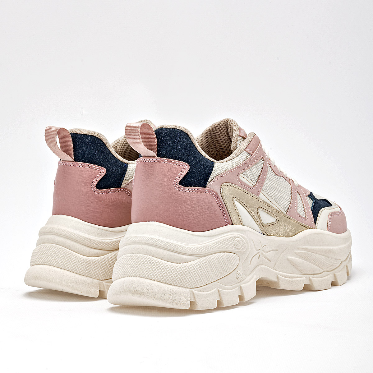 Foto 6 pulgar | Daddy Tenis Urbano Para Mujer Beige Rosa Marino