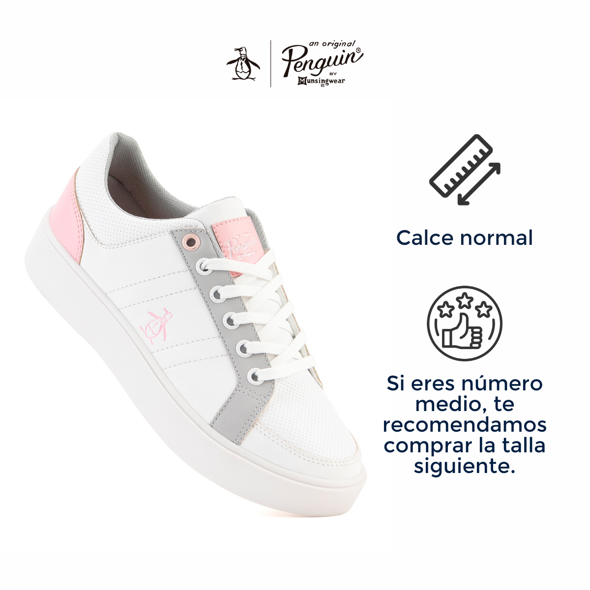 Foto 7 pulgar | Tenis Original Penguin Style Lissa Blanco-gris
