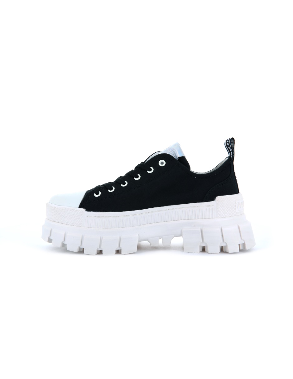 Foto 2 | Tenis con Plataforma Palladium Revolt Lo TX Negro y Blanco para Dama