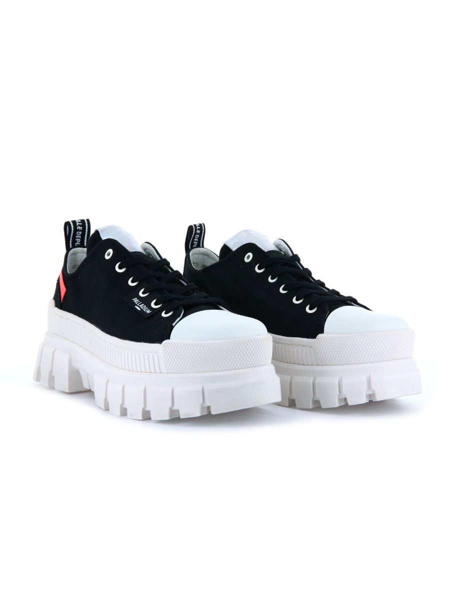 Foto 6 pulgar | Tenis con Plataforma Palladium Revolt Lo TX Negro y Blanco para Dama