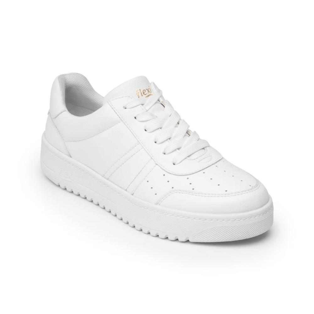 Foto 4 pulgar | Tenis Flexi Para Mujer Tipo Piel Estilo 103504 Blanco Color Blanco