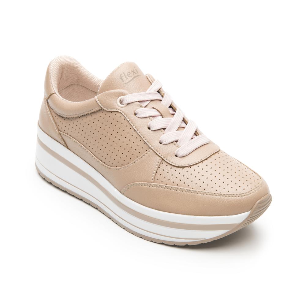 Foto 4 pulgar | Tenis Casuales Flexi 101011 color Rosa de Piel para Mujer