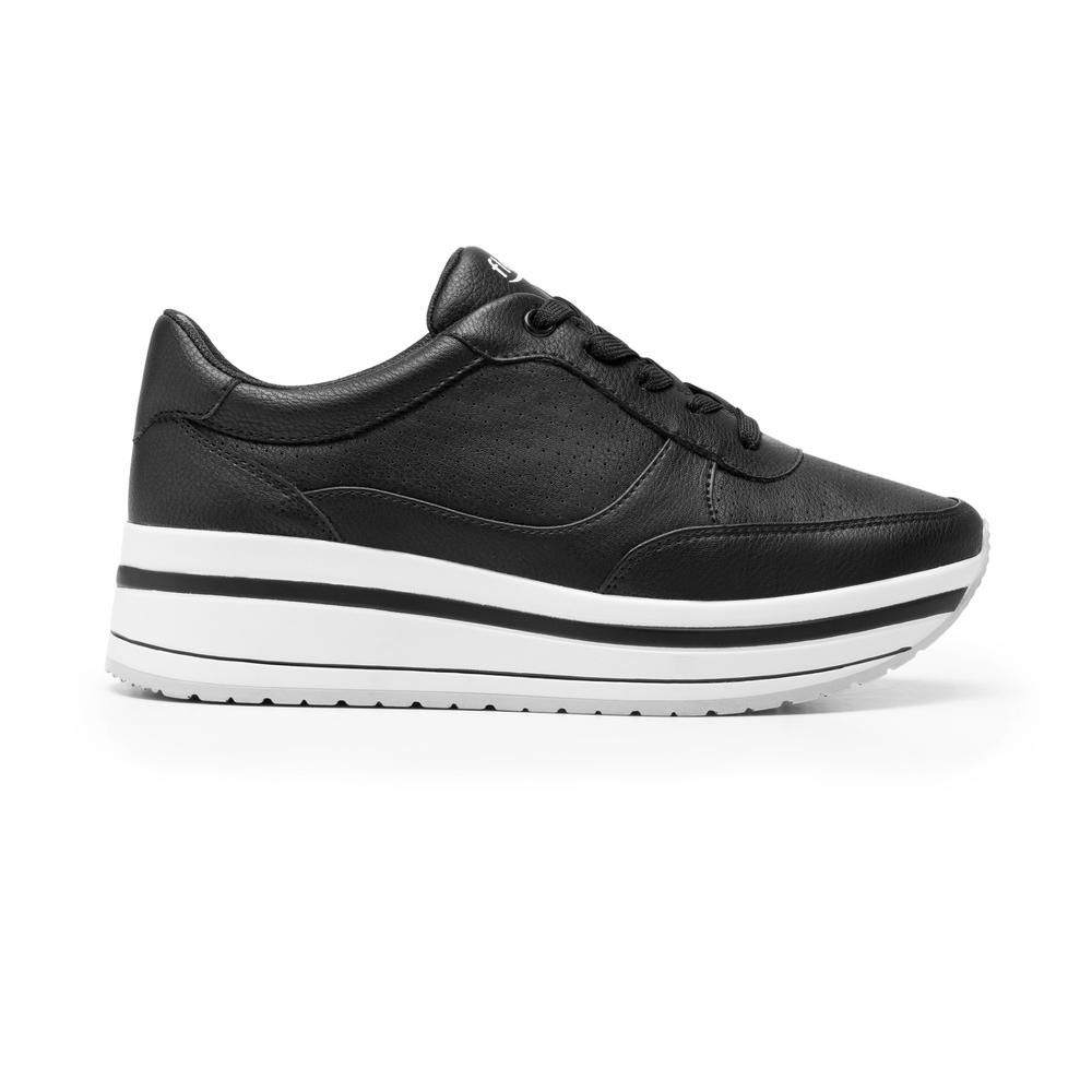 Tenis Flexi 101011 color Negro con Plataforma para Mujer