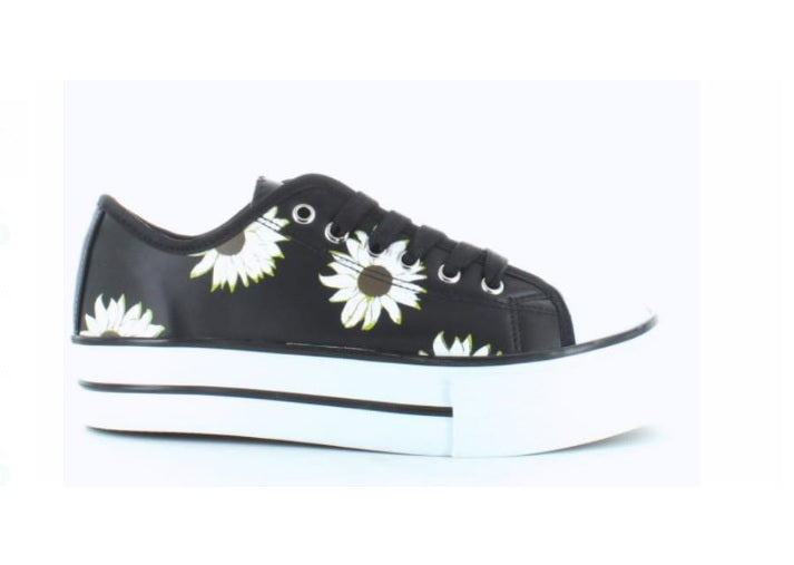 Tenis Perugia Negros Diseño Girasoles