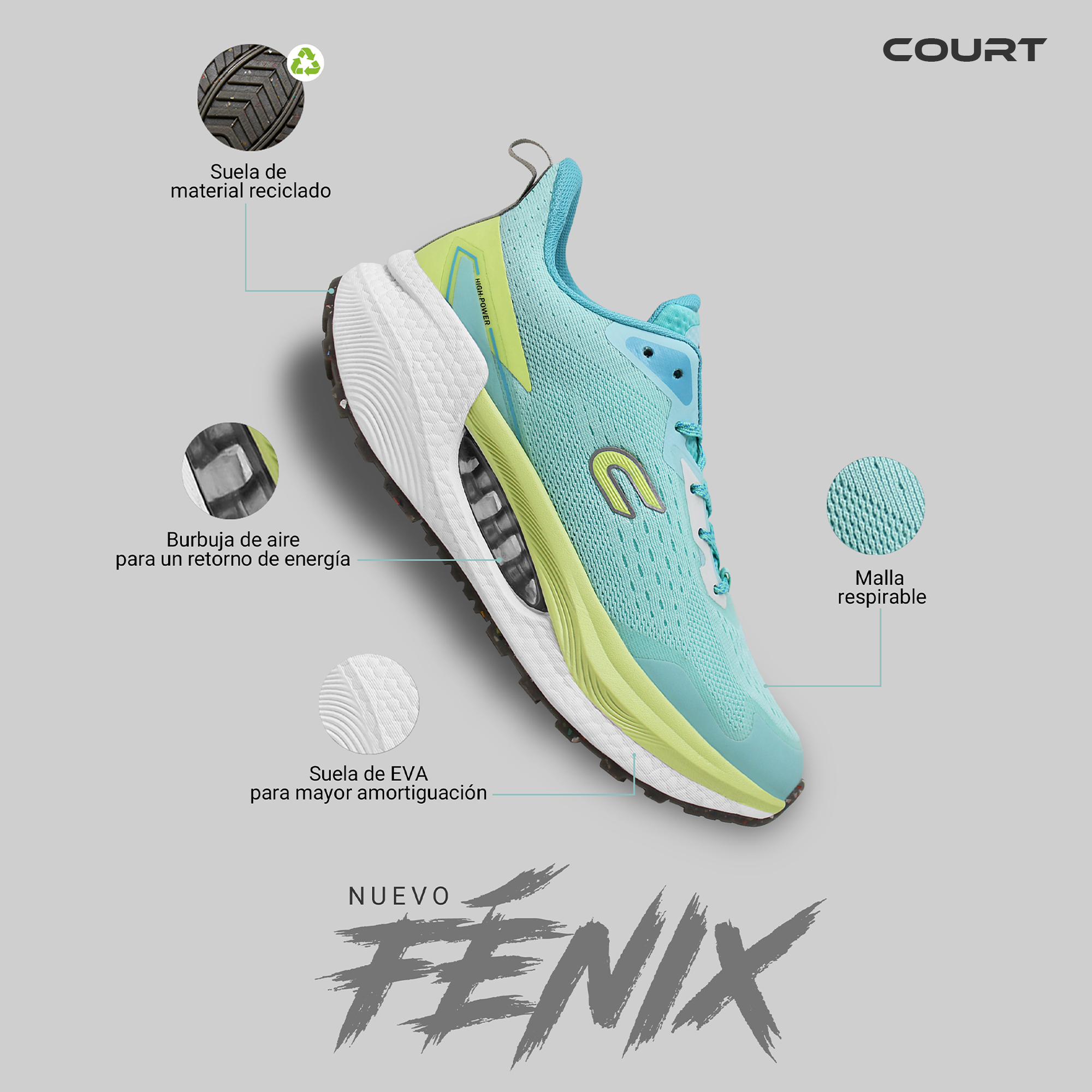 Foto 7 | Tenis Court Fenix de Mujer para Entrenamiento con Tecnología Innovadora