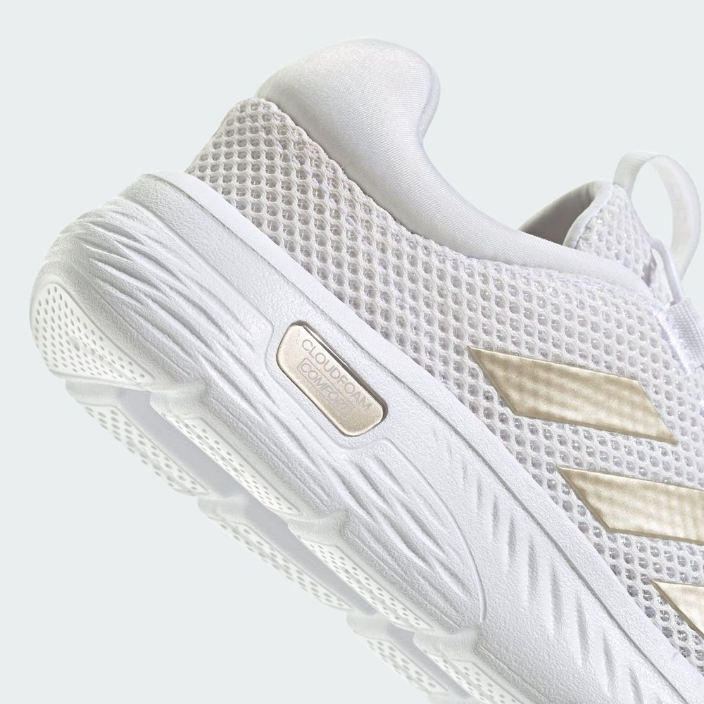 Foto 8 | Tenis Cloudfoam Comfy Con Cordones Elásticos Adidas Blanco Mujer