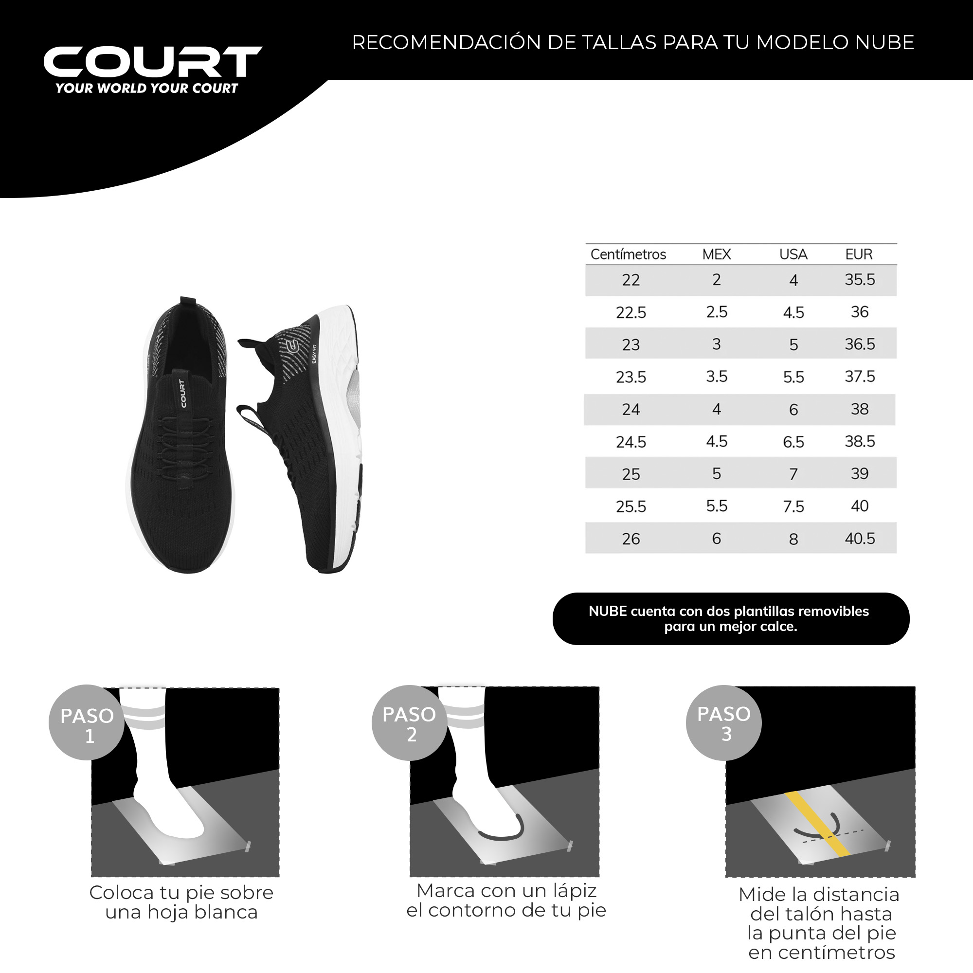 Foto 9 pulgar | Tenis Court Negros para Mujer