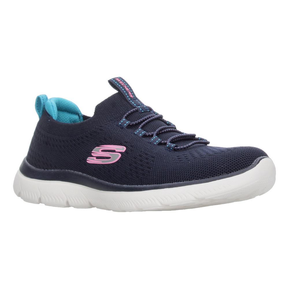 Foto 3 pulgar | Tenis Mujer Correr Skechers Summits Cómodo Ligero Deportivo Tejido Malla Slip Con Cintas Elásticas Azul Marino