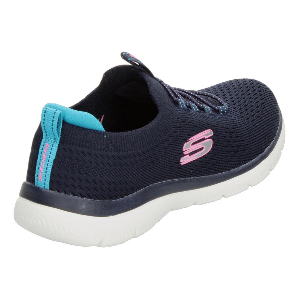 Foto 4 pulgar | Tenis Mujer Correr Skechers Summits Cómodo Ligero Deportivo Tejido Malla Slip Con Cintas Elásticas Azul Marino