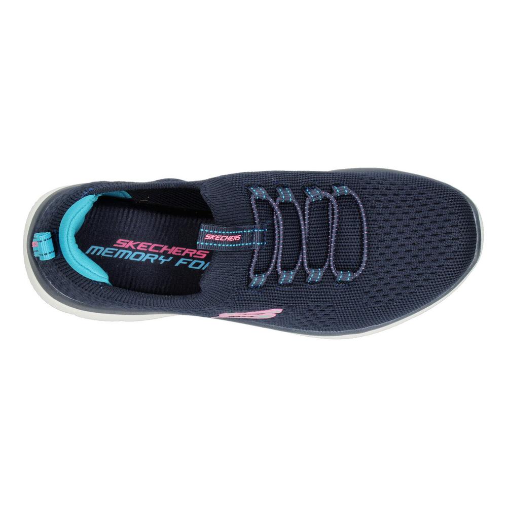 Foto 9 pulgar | Tenis Mujer Correr Skechers Summits Cómodo Ligero Deportivo Tejido Malla Slip Con Cintas Elásticas Azul Marino