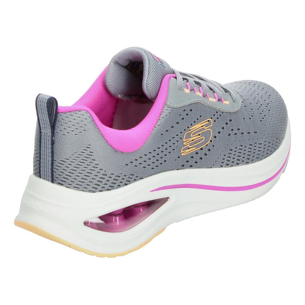 Foto 4 pulgar | Tenis Skechers Mujer Skech-air Meta Gris Con Cintas Dama Rosa
