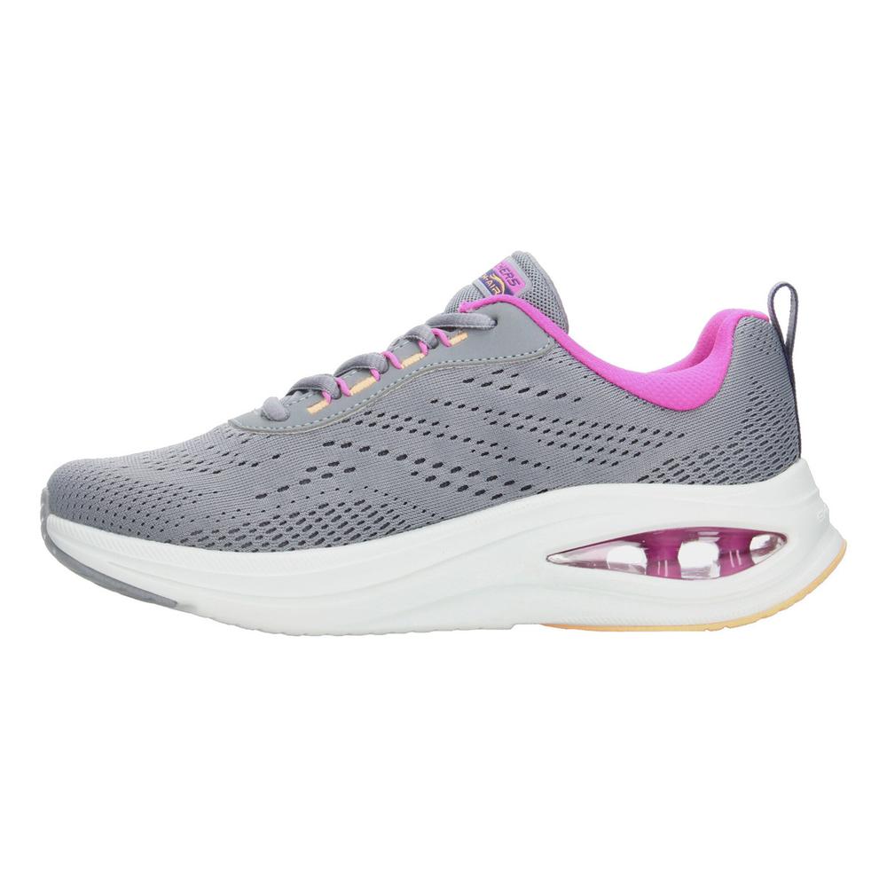 Foto 6 pulgar | Tenis Skechers Mujer Skech-air Meta Gris Con Cintas Dama Rosa