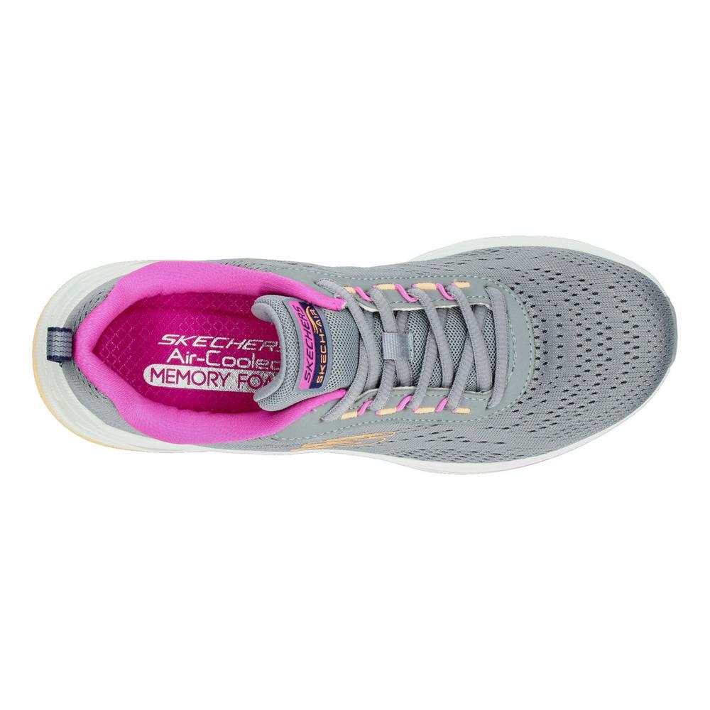 Foto 9 pulgar | Tenis Skechers Mujer Skech-air Meta Gris Con Cintas Dama Rosa