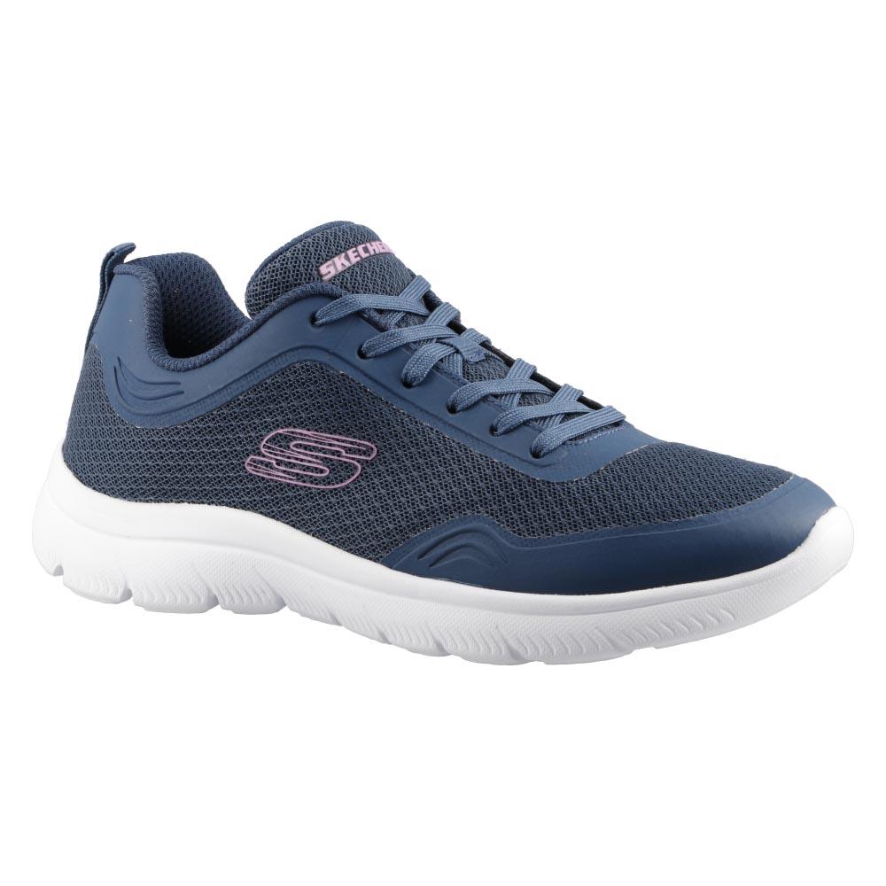 Foto 3 pulgar | Tenis Mujer Skechers Textil Comodos Sports Versatil Textiles Azul
