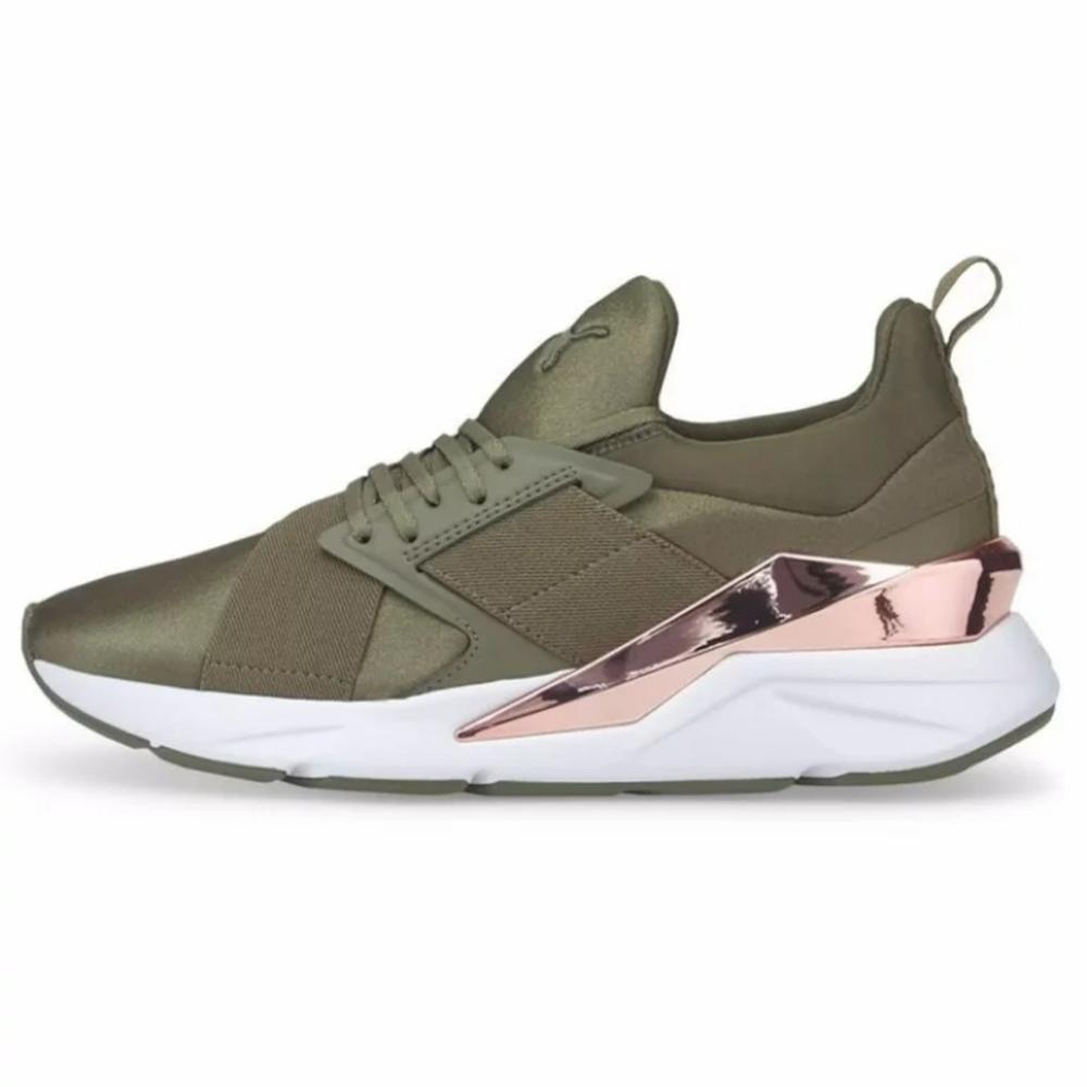 Foto 2 pulgar | Tenis Puma Muse X5 Metal 383954-03 Verde para Mujer