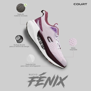 Foto 7 | Tenis Cómodos Court Fénix Rosas para Uso Diario de Mujer