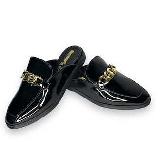 Foto 7 | Flats Mules Charol Negro Cadena Dorada David Serrano