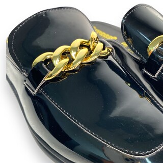 Foto 8 | Flats Mules Charol Negro Cadena Dorada David Serrano