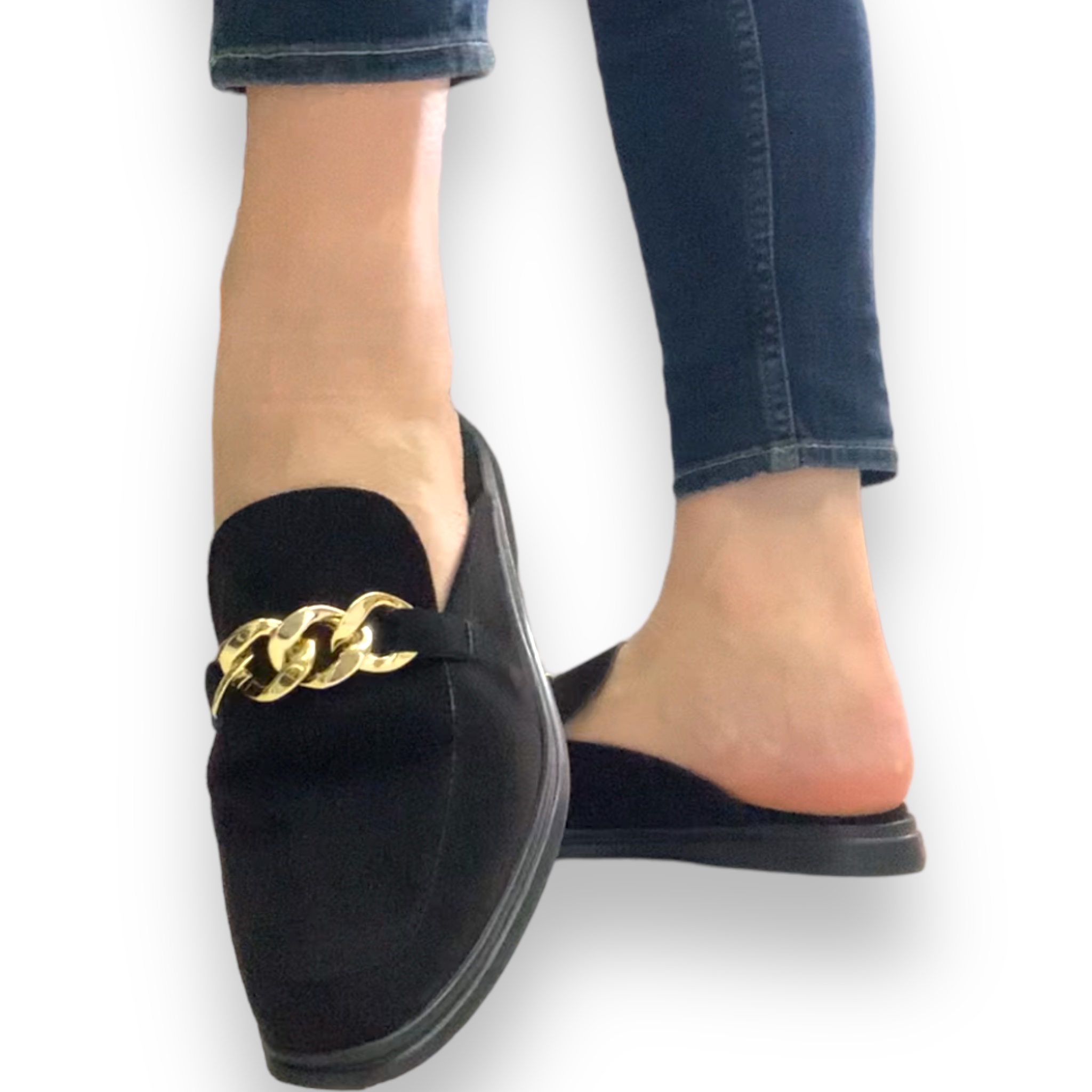 Foto 6 pulgar | Flats Mules Prisco David Serrano, 541PRINGRO, Color Negro Con Cadena