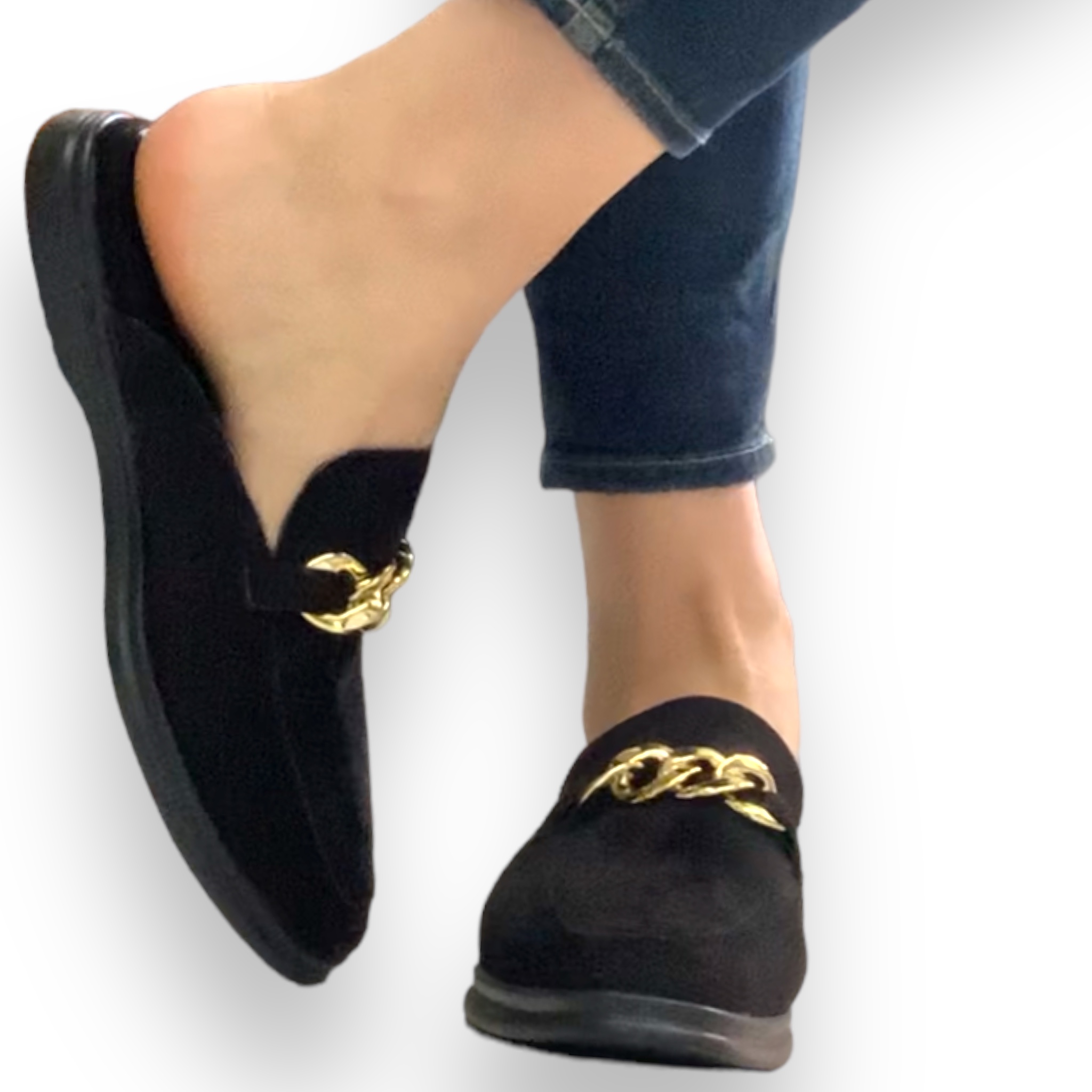 Foto 7 pulgar | Flats Mules Prisco David Serrano, 541PRINGRO, Color Negro Con Cadena
