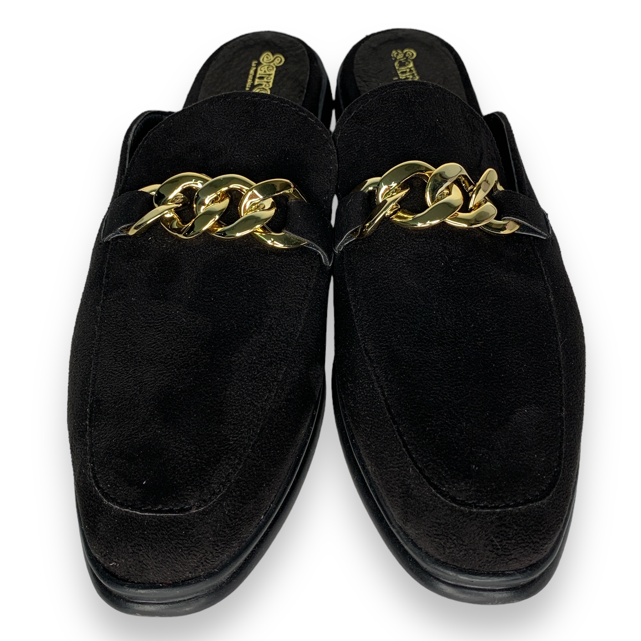 Foto 8 pulgar | Flats Mules Prisco David Serrano, 541PRINGRO, Color Negro Con Cadena