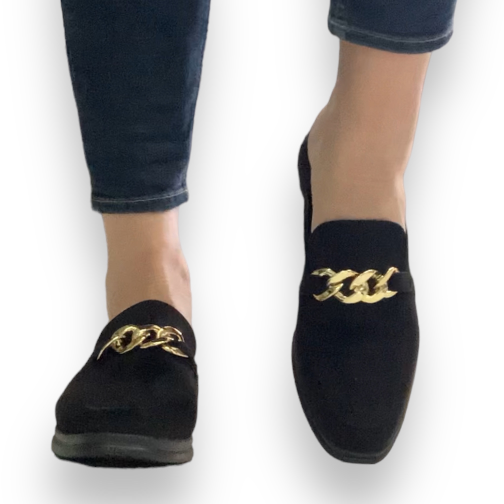 Foto 9 pulgar | Flats Mules Prisco David Serrano, 541PRINGRO, Color Negro Con Cadena