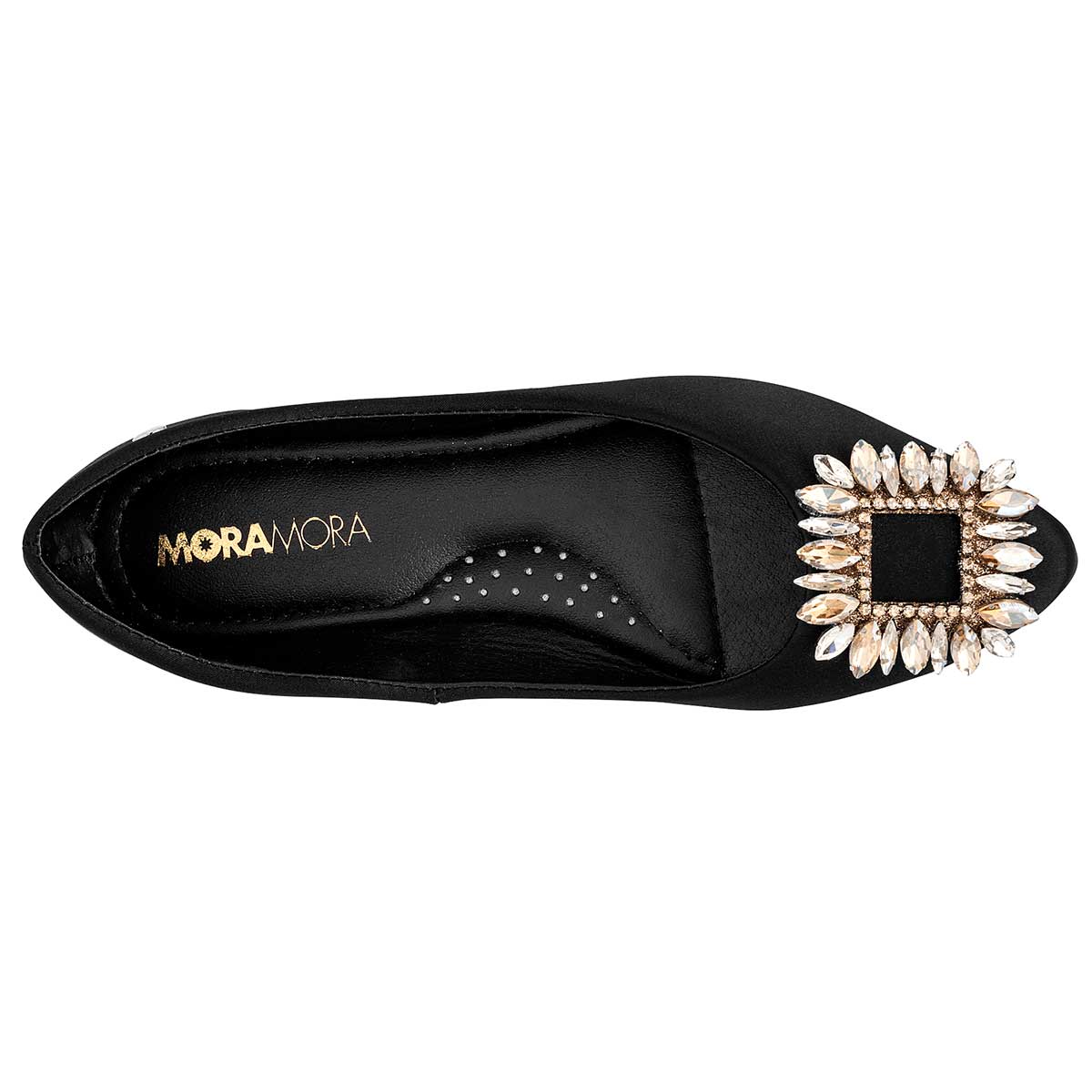 Foto 3 pulgar | Balerina Moramora Negra Satín para Mujer