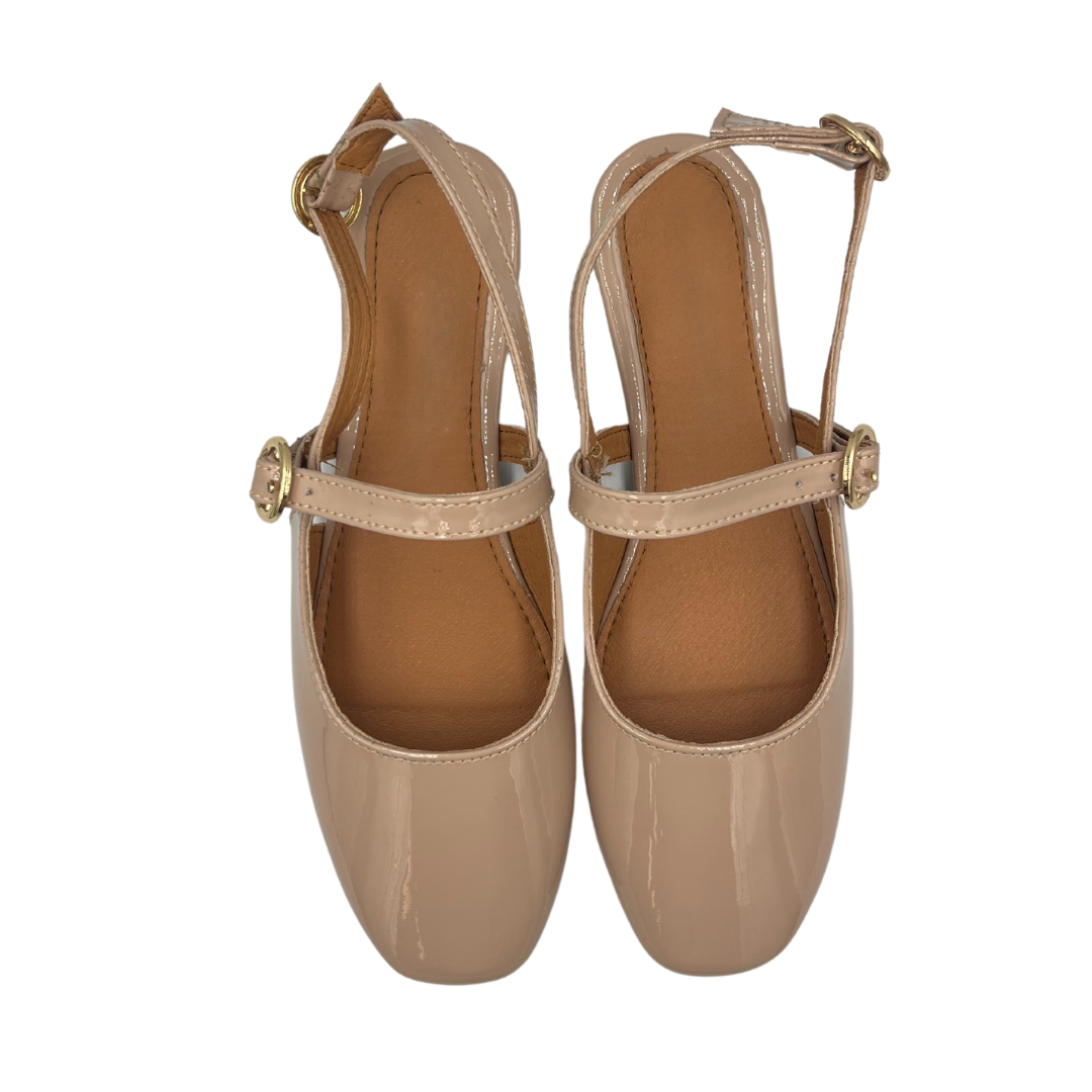 Foto 2 pulgar | Flats Bailarina Zenda Shoes Beige con Hebillas