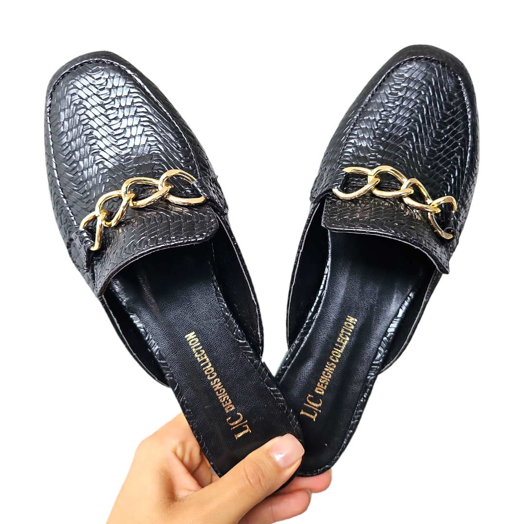 Foto 6 pulgar | Mules Ratan Negro Lc