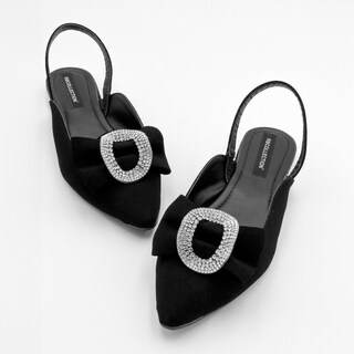 Foto 4 | Flats Negros de Piel Sintética con Puntales de RBCollection para Mujer