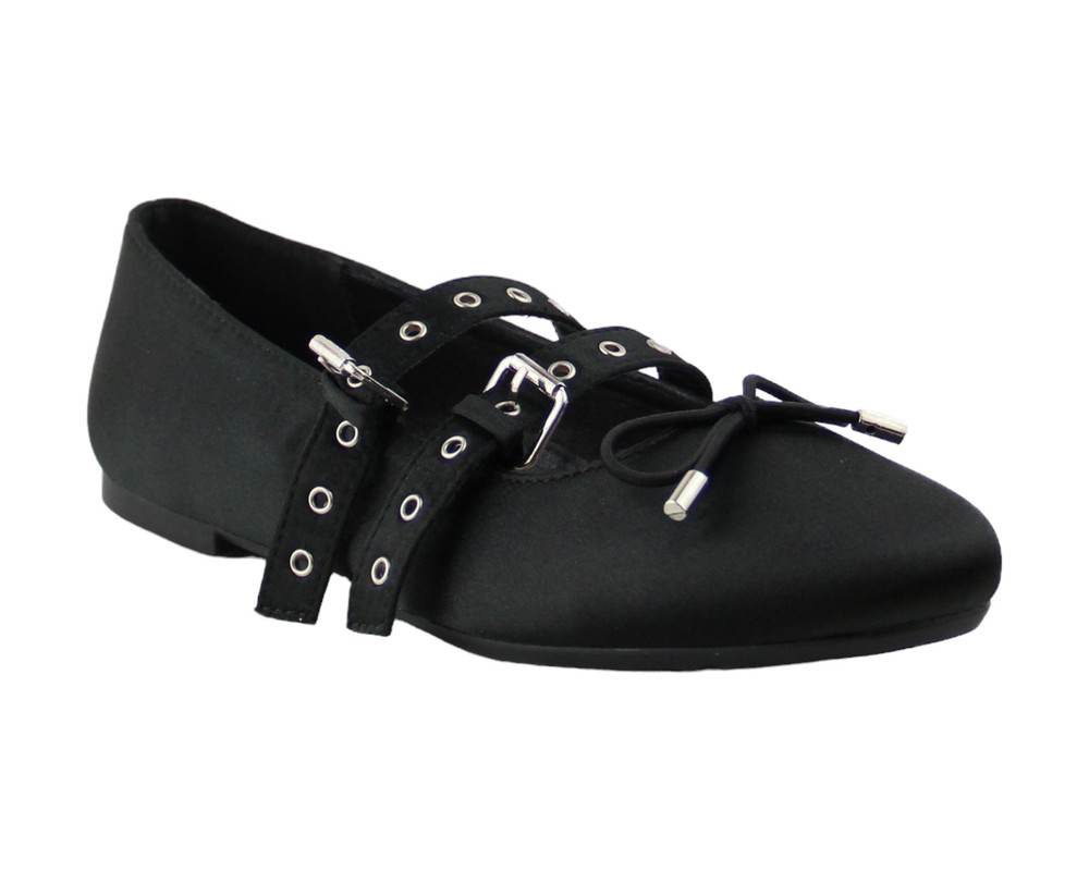 Foto 2 pulgar | Flats Para Mujer Lob Footwear Satin Negro 91904999
